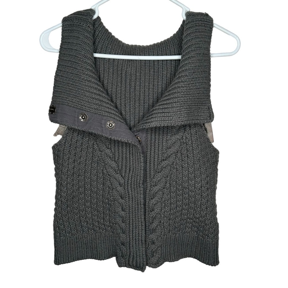 Soft Surroundings Women’s Sweater Vest Size Small Gray Knit Wool Blend